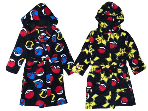 Boys Pokemon Robe Dressing Gown Pikachu Fleece Hood Fleece Age 4-14 Years Size - Afbeelding 1 van 11