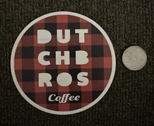 DUTCH Bros STICKER Decal BLACK Red BUFFALO Check PLAID RARE Old DESIGN Dec 2014