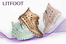 LITFOOT LF8128-A41 Comfy Women's Hollow Leather Boots