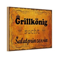 Holzschild 12X18 Cm GrillköNig Salatprinzessin Essen Trinken Deko Geschenk Holz