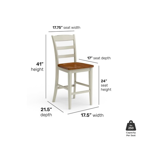 Home Styles Solid Wood Counter Bar Stool 24 inch High, Monarch Antique White ... - Picture 4 of 10