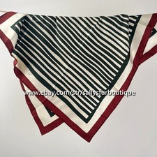 Sallys 16 Momme Twill Silk Stripes Print Double Face Necktie Collar Scarf 26"