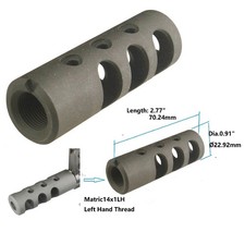 Steel Competition Low Concussion 14x1 TPI Left Hand Muzzle Brake Compensator