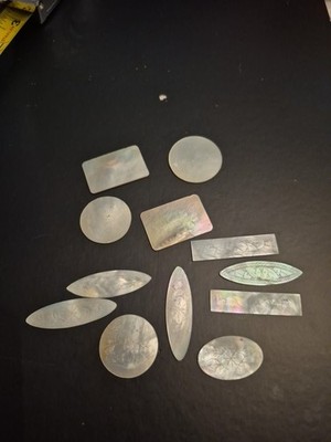 Mother Of Pearl Pieces Some Have Scroll Work Jewelry Making Craft Etc.