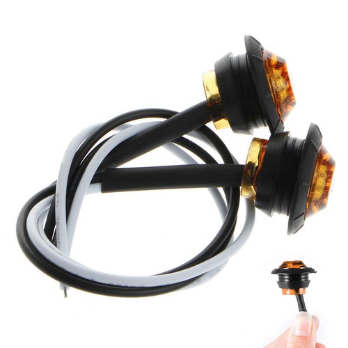 3/4" Amber Yellow Small Round Side Marker lights 3LED Button Lamps Lorry 12 MB - Picture 12 of 12