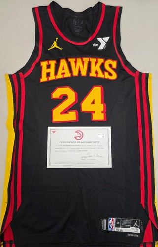Atlanta Hawks GARRISON MATHEWS Game Used 11-29-24 vs Cavs Jersey BLACK 46 - Picture 2 of 4