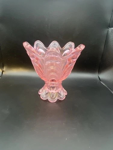 Vintage Fenton Art Glass Tulip Pink Two Way Votive Candle Holder