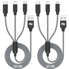 Multi Charging Cable 6ft 2Pack 3 in 1 Charger Cord, Multiple Rapid Nylon Braided