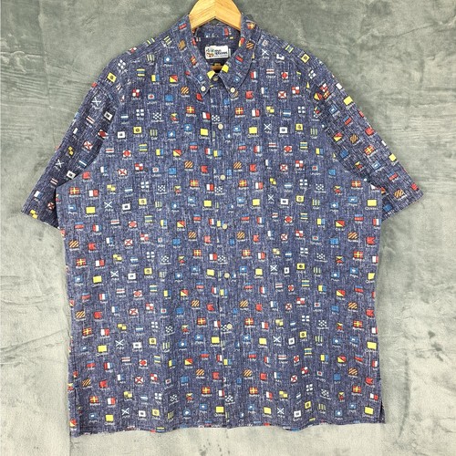 Reyn Spooner Shirt XXL Charlie Foxtrot Maritime Nautical Signal Flags Hawaiian