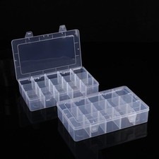 2 Pcs Large 15 Grids Plastic Organizer Box Clear Storage Container with Adjus...