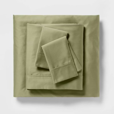 California King Solid Performance 400 Thread Count Sheet Set Green - Threshold: