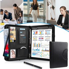 Schreibmappe A4 Konferenzmappe mit 4 Ringbuch Dokumentenmappe mit Klemmbrett