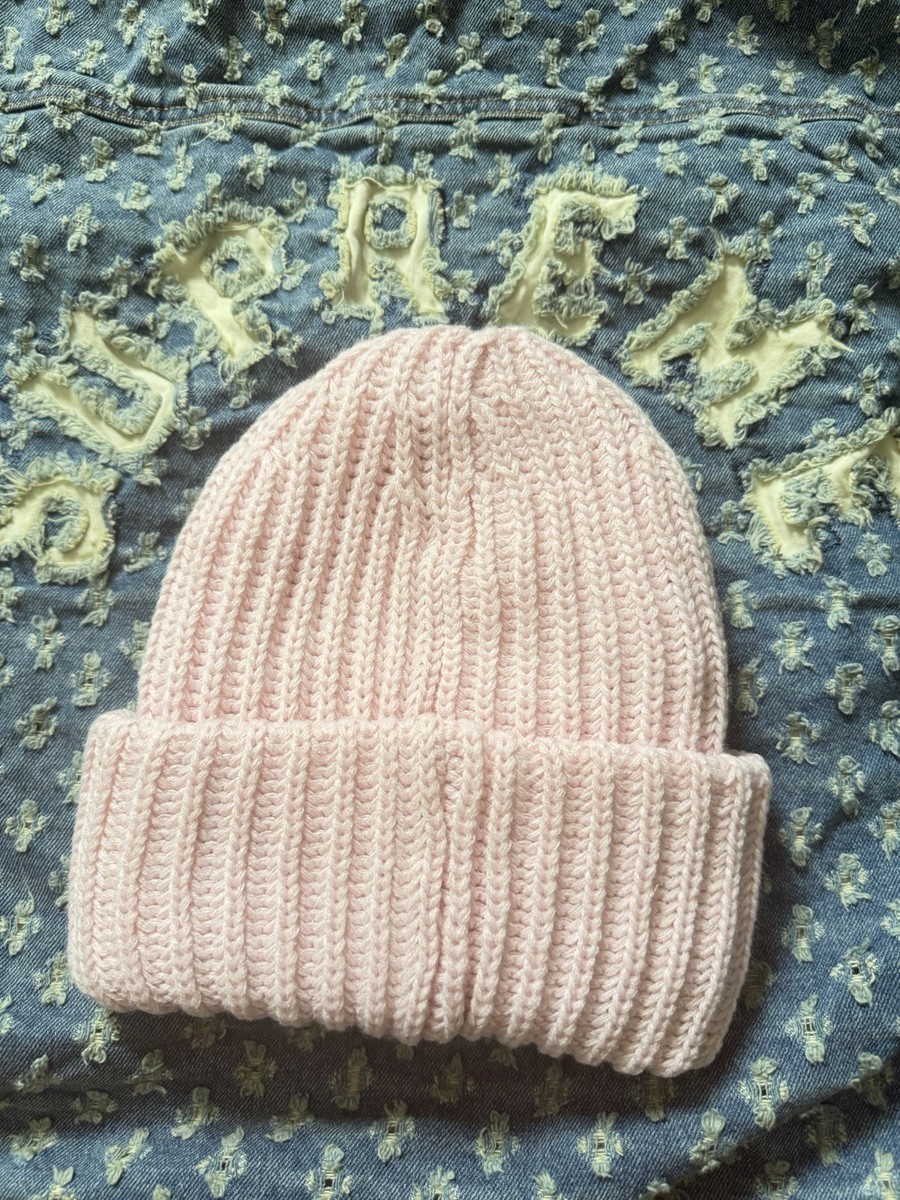 Supreme Classic Logo Chunky Ribbed Beanie (Pink) - FW24 | eBay