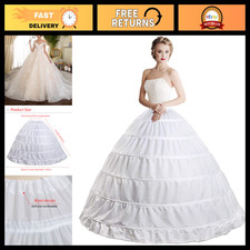 6 Hoop A-Line Crinoline Petticoat Underskirt Floor Length Dress Enhancer