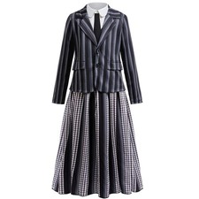 Girls 3Pcs Wednesday Cosplay Adams Costume Halloween Party Stage Perform Outfit