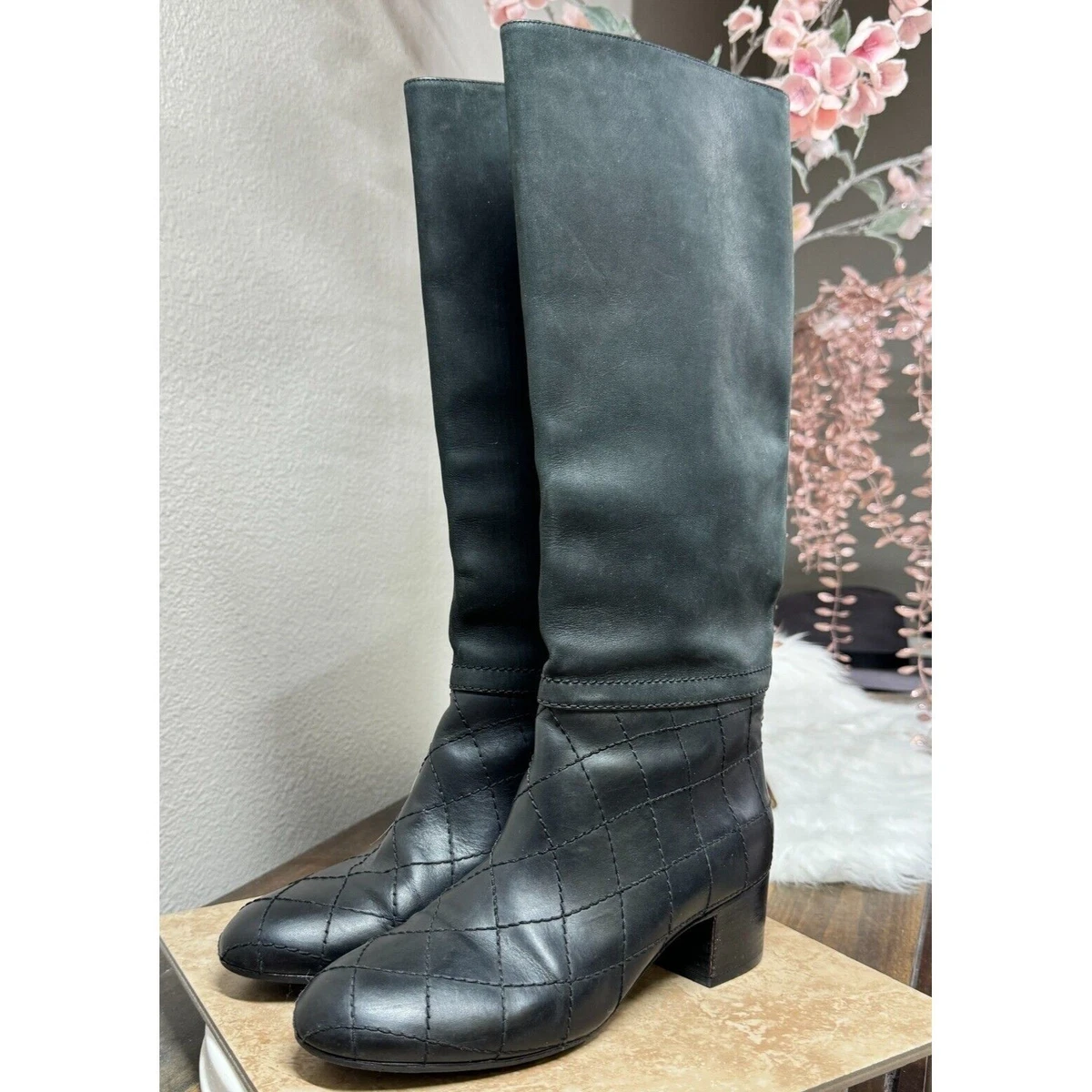 CHANEL Low (1-1.9 in) Heel Height Knee High Boots for Women for
