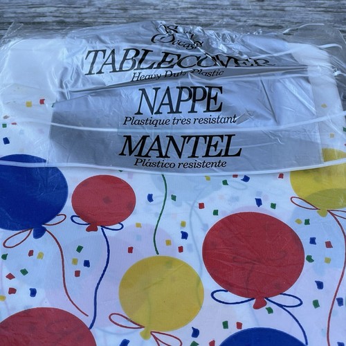 Plastic Tablecloth Tablecover Balloons Birthday Party Picnic 54x108 Heavy Duty - Bild 3 von 7