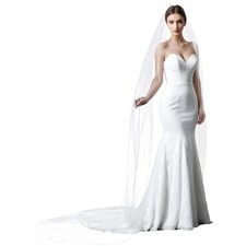 Wedding Veil for Bride 1 Tier Crystals Beaded Edge for Women