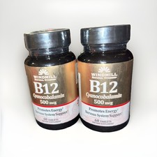 2X Windmill Natural Vitamin B-12 Promote Energy Supplement 500mcg Tablets