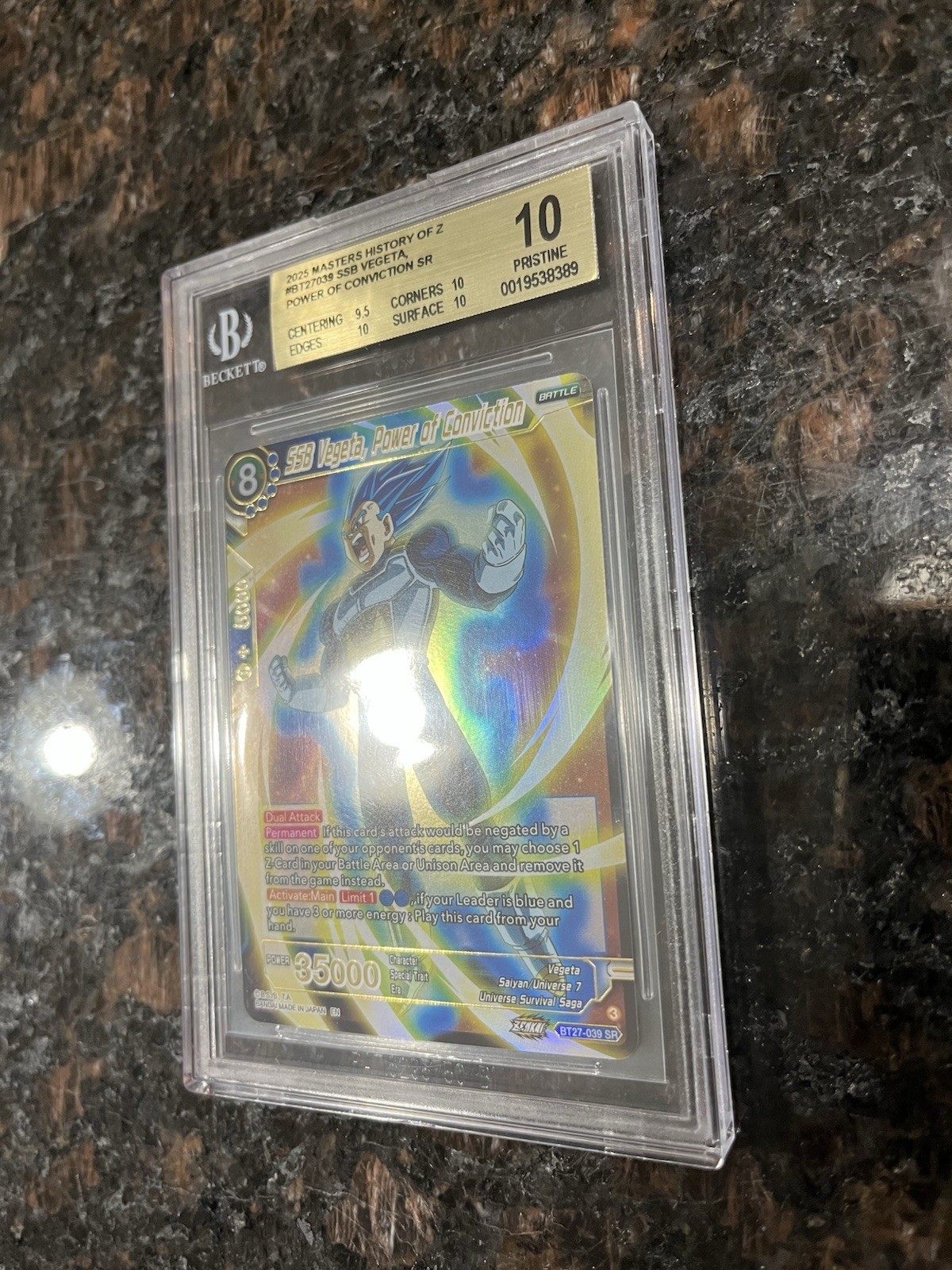 SSB Vegeta Power of Conviction BT27-039 SR Foil Dragon Ball Super Card | BGS 10 view 2