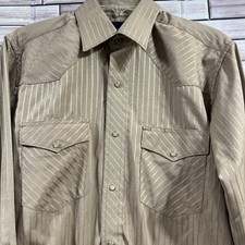 VTG Wrangler mens S shirt Pearl Snap Western rodeonTan Beige Light Brown Y2K