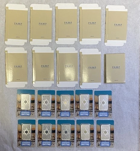 10x LOT of 2025 Star of David Bar 1 oz Silver PAMP Suisse .999 Fine Assay w/ Box