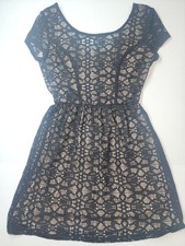 Speechless Women's Black Lace Overlay With Nude Lining Size 3