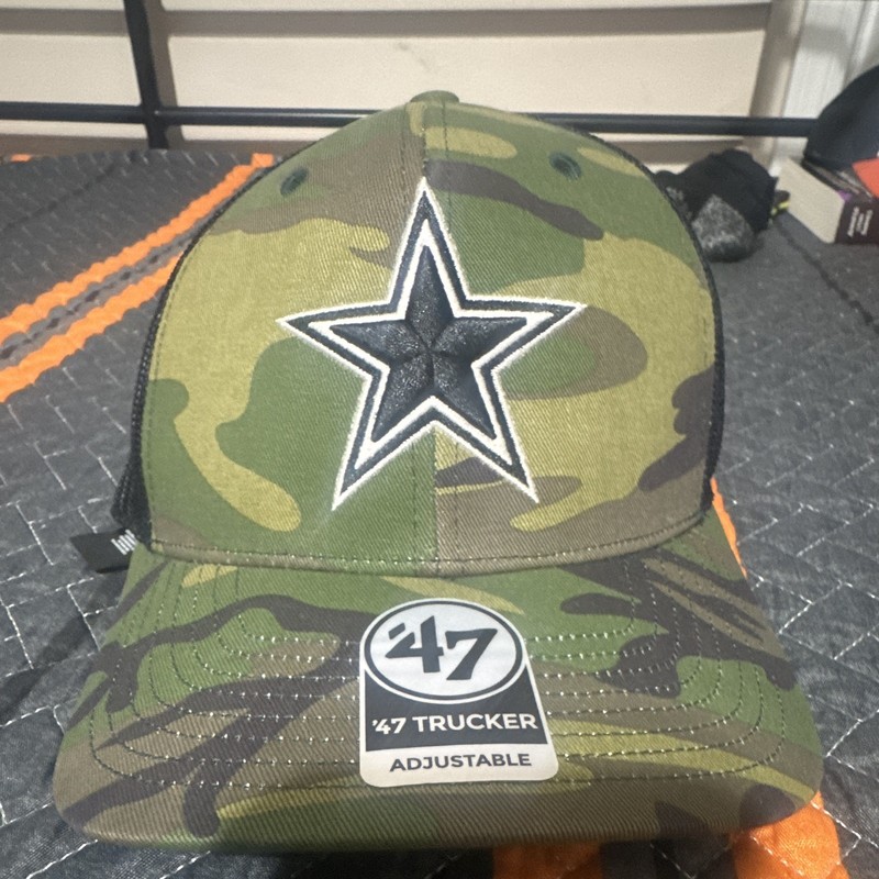 ’47 Dallas Cowboys Trucker Cap Camo Green/Black Adjustable One Size