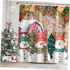 Christmas Shower Curtain Winter Shower Curtains for Bathroom Farmhouse Snowman