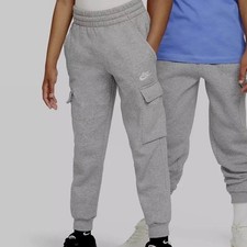Nike Kids Grey Fleece Cargo Jogger Sweatpants Size Large L
