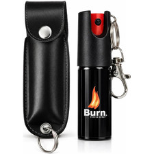 Burn Pepper Spray Keychain 0.5oz Police Strength Self Defense with Black Holster