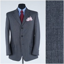 Mens Grey Blazer 40R UK Size GIMODA Wool Sport Coat Jacket