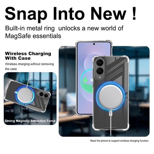 For Samsung Galaxy S25 Edge 5G Anti-drop TPU +PC Transparent Hard Magnetic Case - Picture 6 of 13