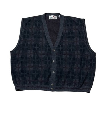 Florence Tricot Vintage Red Grey Wool Blend sweater Vest Made In Italy Size XXL