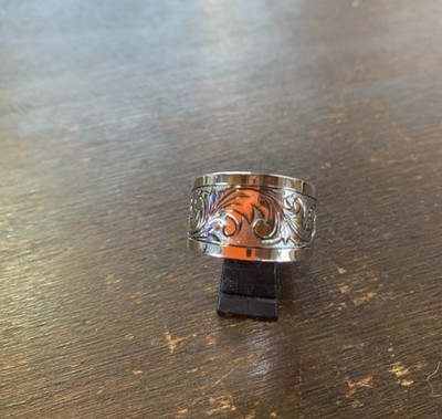 Japanese Wabori Hand Engraved Silver Ring | Samurai Inspired | Handmade 和彫