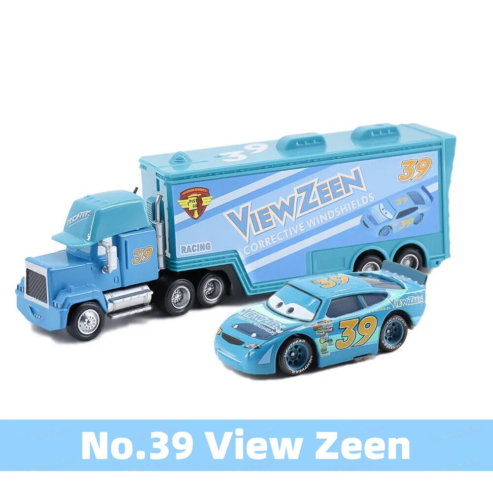 カーズ 1-2Pc Disney Pixar Cars No.39 View Zeen Hauler Truck Diecast Model