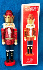 Kurt S. Adler Old World Red Sequin Nutcracker Hand Crafted 15" With Box