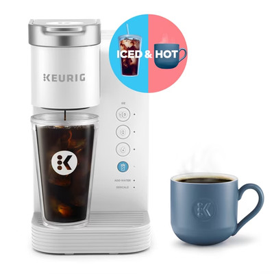 Keurig K-Express Essentials Plus Iced/Hot K-Cup Pod Coffee Maker White Pre-Owned
