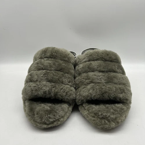 UGG Sandalo Donna 9 Grigio Fluff Yeah Slide Slingback Pantofole