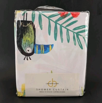 Shower Curtain Creative Bath Aloha Bright 72×72 Floral Parrots New - Image 1 of 4