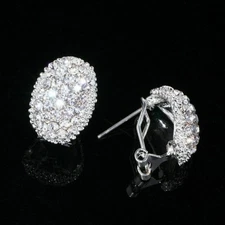 Round Cut Simulated Diamond Stunning Fancy Hoop Earring In 14k White Gold Plated