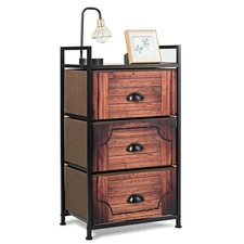 3 Drawer Fabric Dresser Storage Tower Nightstand W/Sturdy Steel Closet Indoor