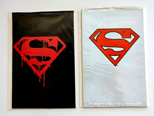 Vtg New Superman #75 Death of Superman Black + Adventures of Superman #500 1993