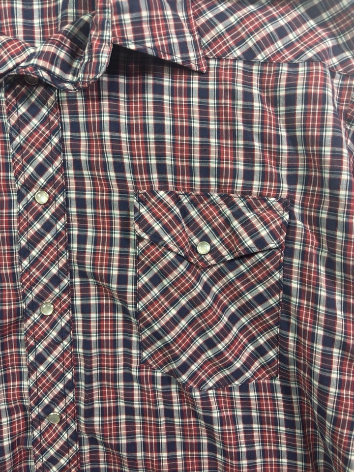 Camisa vaquera vintage para hombre roja negra blanca a cuadros Rustler Western Pearl Snap XL Foto 2 de 4