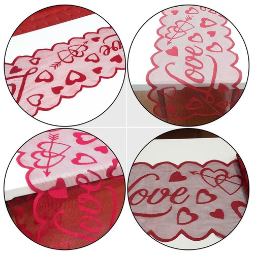 Rectangular Table Runner Valentine' Day Prop Heart Tablecloth Christmas Runner - Picture 5 of 12