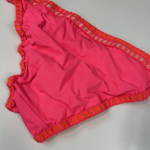 Y2K Victorias Secret Size Small Cheeky Bikini Bottoms Pink Orange #1478 - Picture 3 of 7