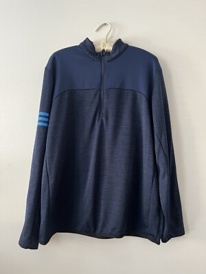 Men's Adidas Golf Navy Blue 1/3 Zip Front Long Sleeve Shirt Top L