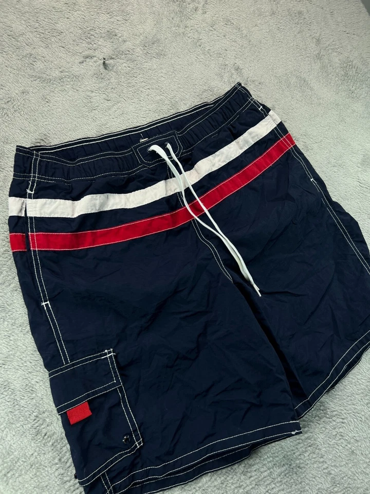 Pantalones Cortos de Natación Merona Para Hombres Medianos Azul Marino Nylon Malla Forrada Tabla Informal Chino 1 Foto 2 de 4