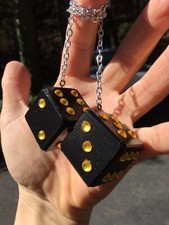 Black Amber Gold Bling Mirror Dice Solid Maple Hand Made In Usa Rat Rod Hot
