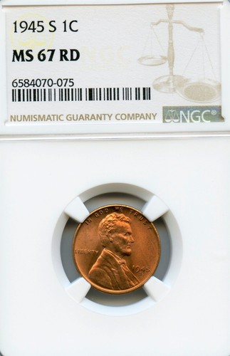 1945-S Lincoln Cent, NGC MS67RD - Picture 3 of 3